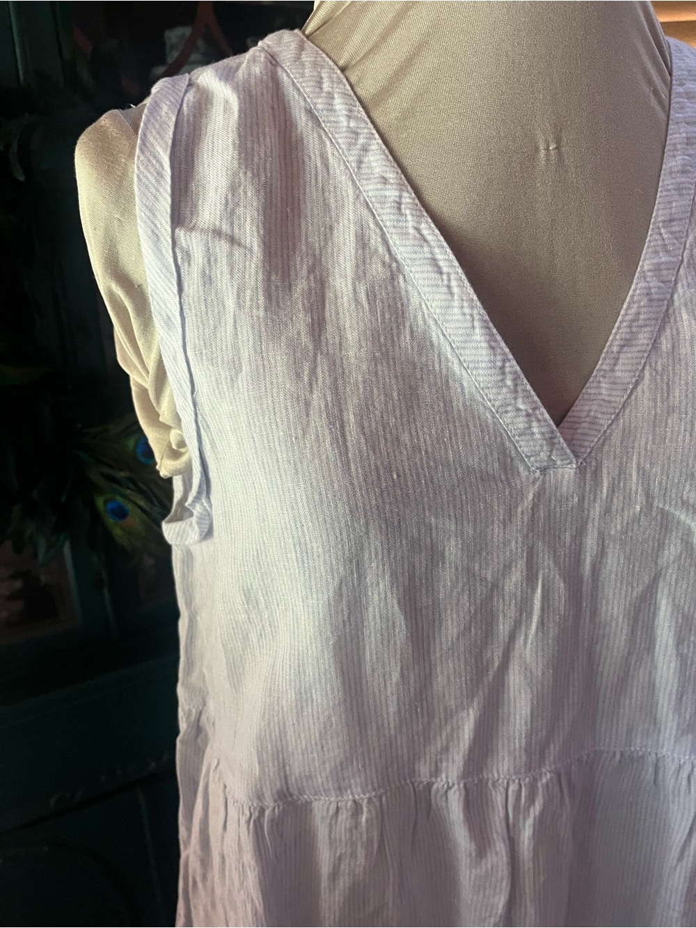 Lucky Brand cotton Baby Blue white striped Sleeveless V-Neck Tunic Dress - Picture 4 of 7